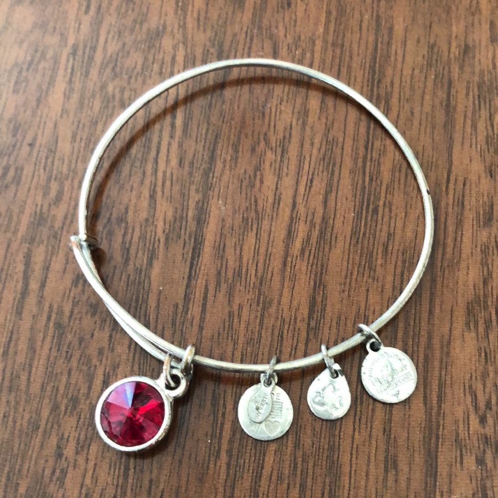 Alex and Ani Birthstone January Red Crystal Silver Bangle Bracelet Charm
